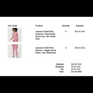 Figs XS chalk pink scrub set.